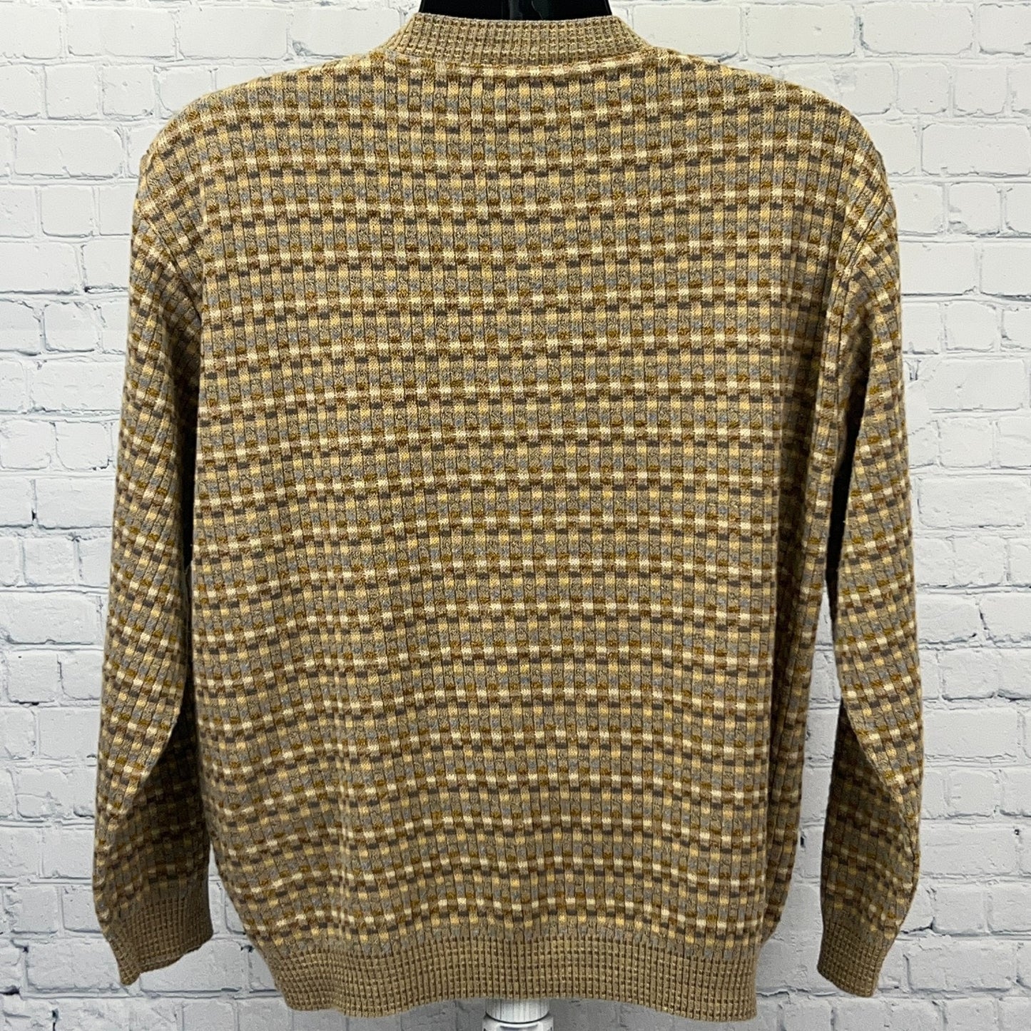 Paolo Valenzi Sweater L Large Made in Italy Beige Knit Cotton Acrylic Nylon