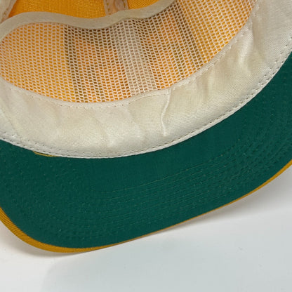 Vintage 70s First National Bank Trucker Hat Baseball Cap FNC Snapback Yellow