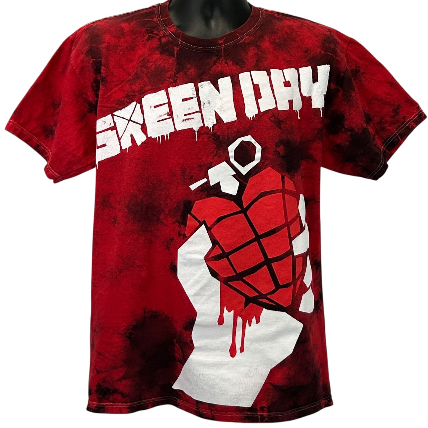 Green Day American Idiot T Shirt Punk Rock Band Cotton Tie Dye Red Tee L Large