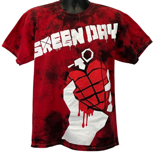Green Day American Idiot T Shirt Punk Rock Band Cotton Tie Dye Red Tee L Large