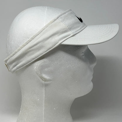 Nike Swoosh Logo Just Do It Visor Hat Cap Tennis Golfer Golfing Strapback White