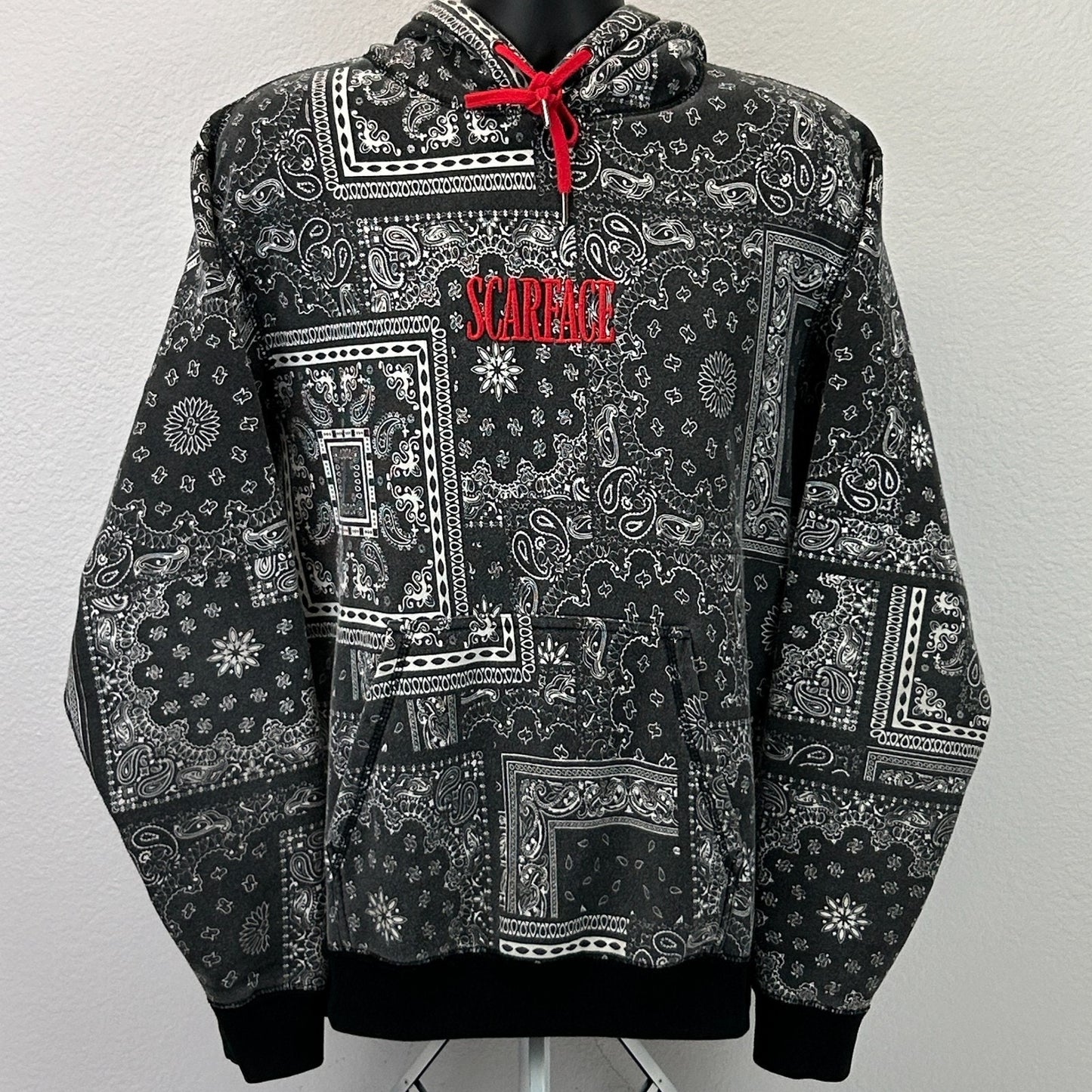 Scarface x Shoe Palace Bandana Hoodie Hooded Sweatshirt Logo Black Mens L Large