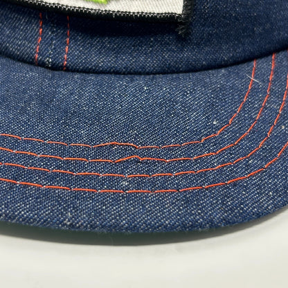 Vintage 70s Poulan Micro XXV Chainsaw Hat Baseball Cap Denim USA Snapback Blue