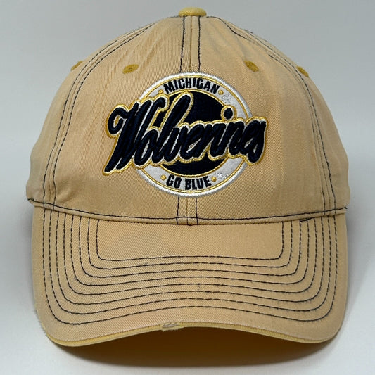 Vintage 90s Michigan Wolverines Hat Baseball Cap NCAA Starter Strapback Yellow