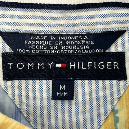 Tommy Hilfiger 夏威夷复古 Y2Ks 纽扣前襟衬衫 中号 2000 年代男式蓝色