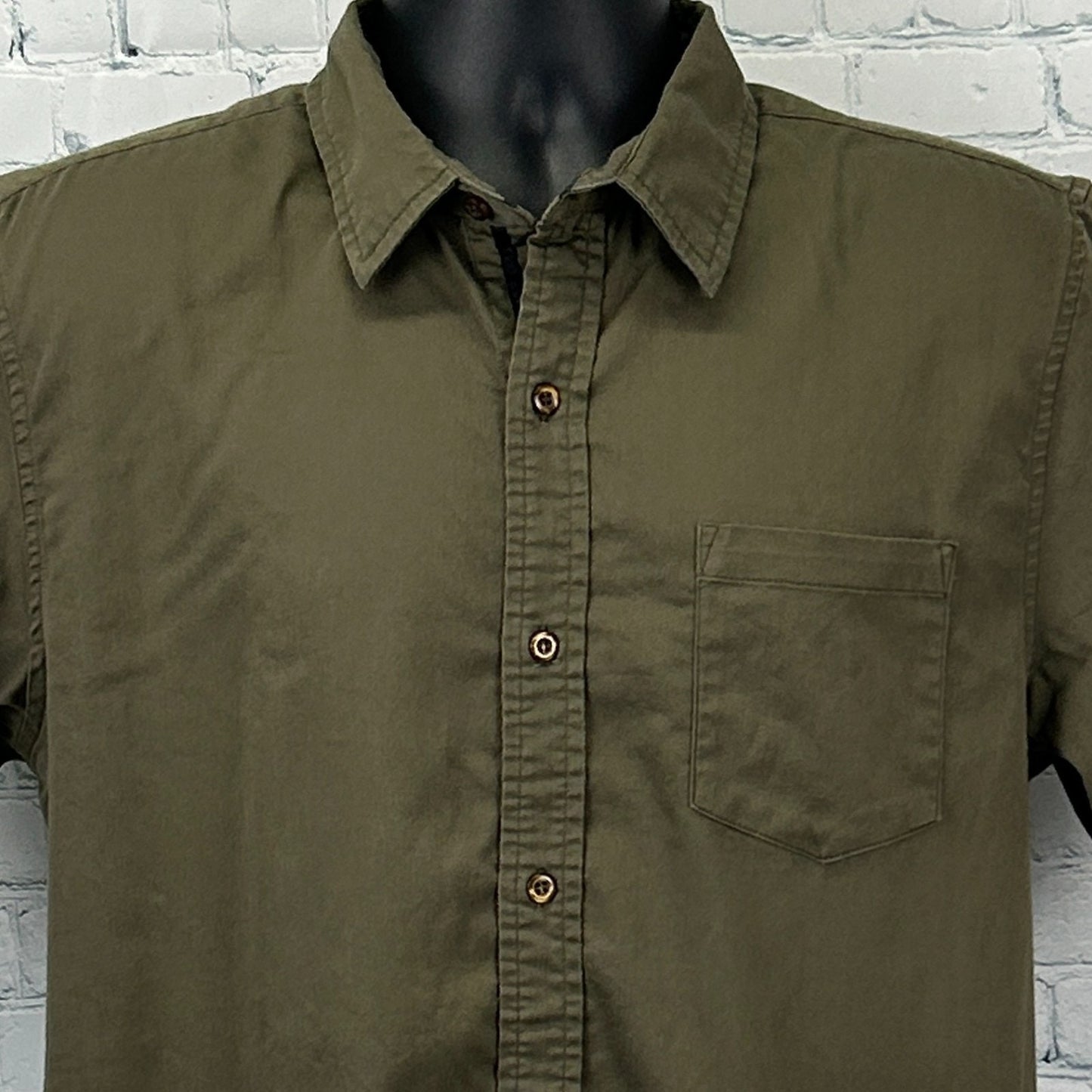 Fried Denim Slim Fit Button Front Shirt Premium Collection Green Mens L Large
