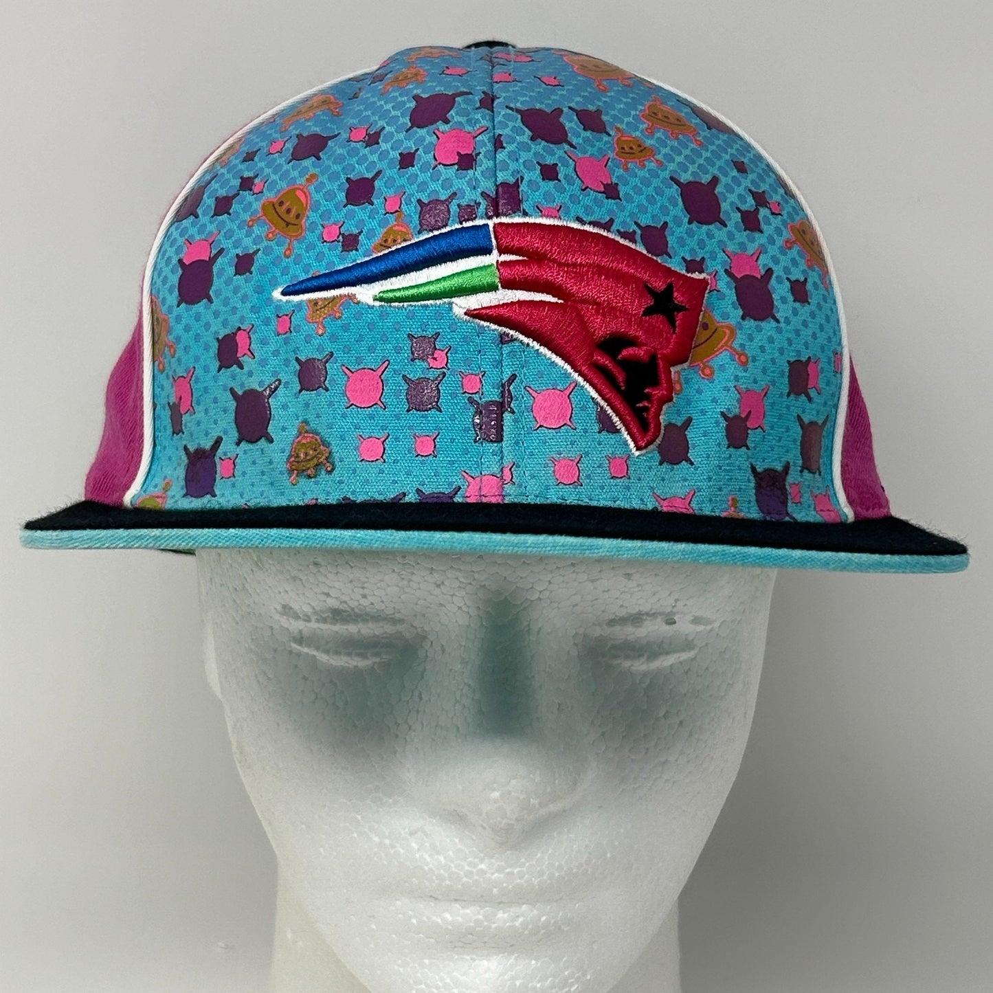 New England Patriots Hat Baseball Cap UFO Alien Space Reebok Blue Fitted 7 5/8