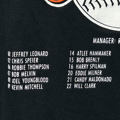 Vintage San Francisco SF Giants 1987 Roster T Shirt Mens M Medium Black 80s USA