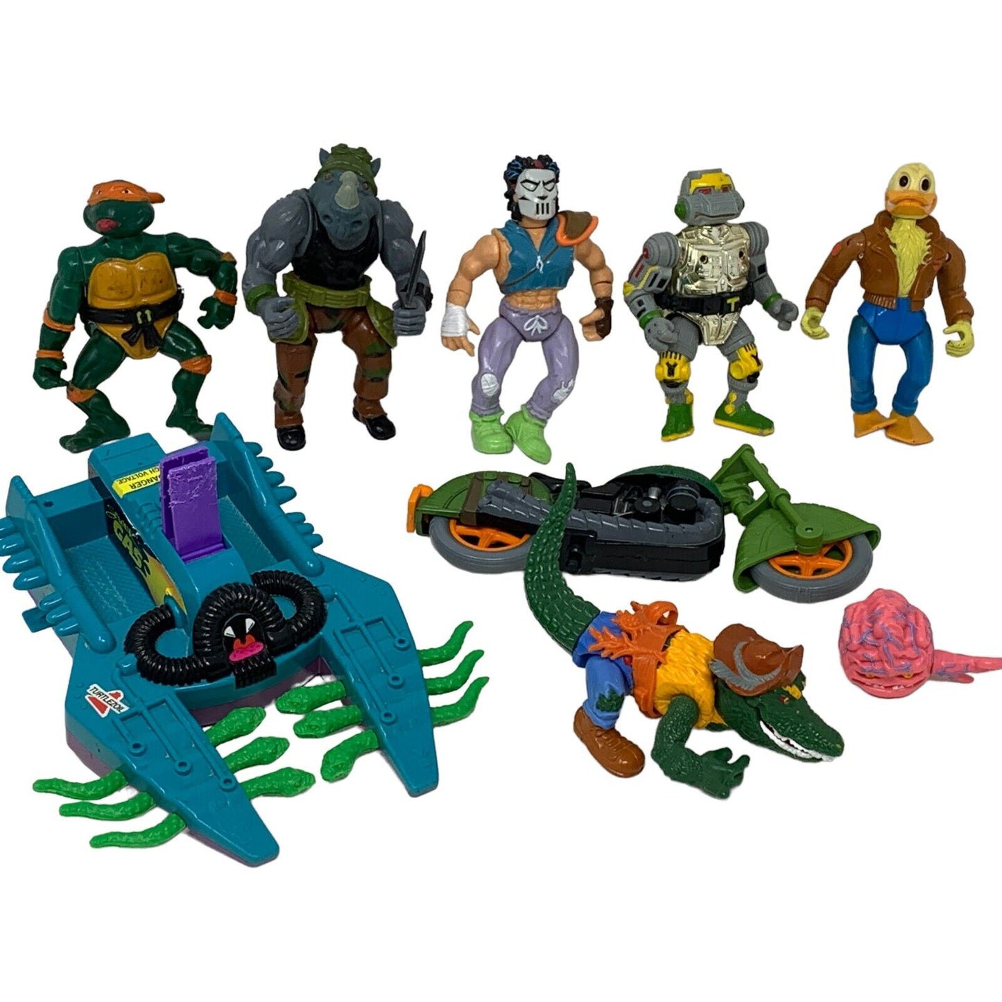 Lot of 9 Vintage 80s TMNT Action Figures Vehicles Teenage Mutant Ninja Turtles