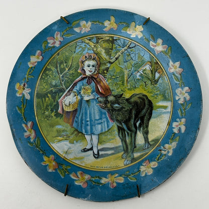 Vintage Ohio Art 1920s Tin Litho Little Red Riding Hood Child's Tea Set 3 Pieces