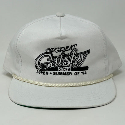 The Great Gatsby Party Hat Vintage 90s White Aspen Colorado Rope Baseball Cap