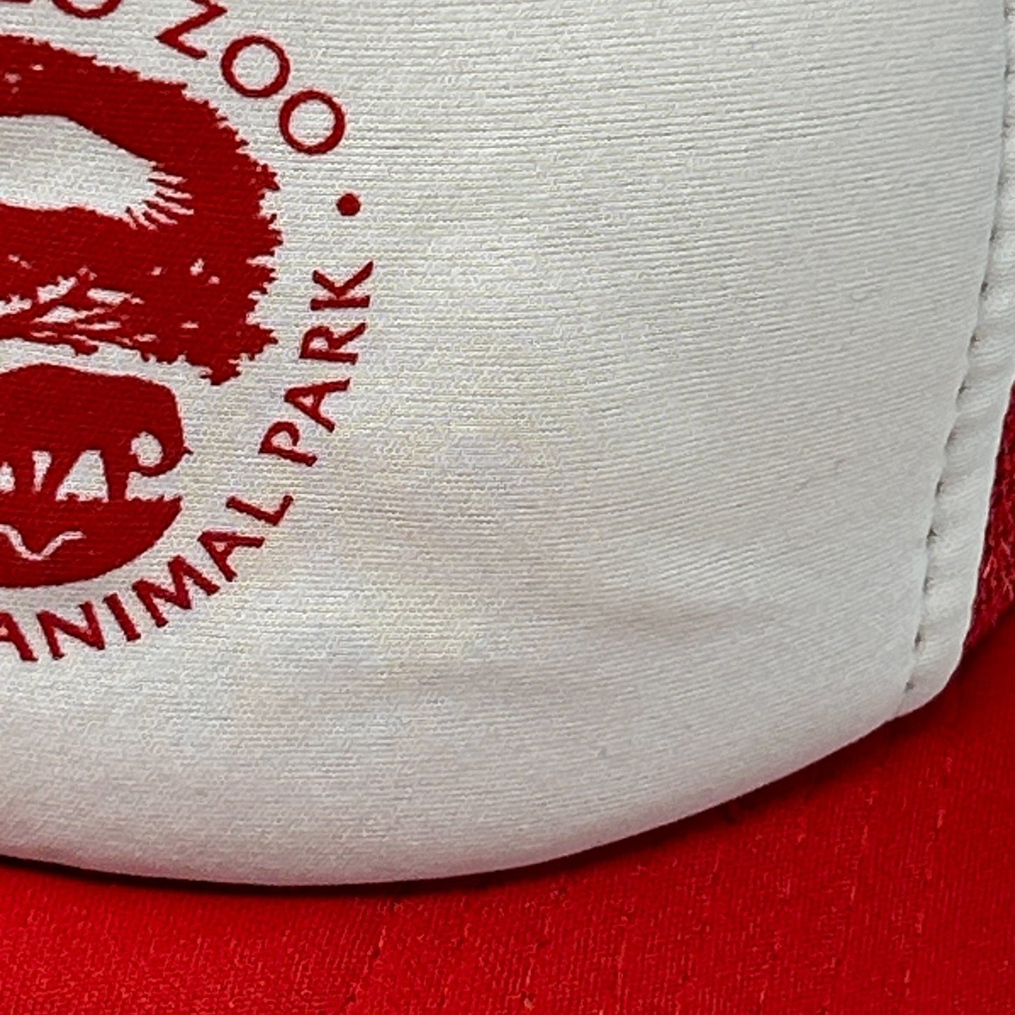 Vintage 80s San Diego Zoo Trucker Hat Baseball Cap Wild Animal Park Snapback Red