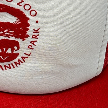 Vintage 80s San Diego Zoo Trucker Hat Baseball Cap Wild Animal Park Snapback Red