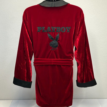 Playboy Smoking Jacket Robe Mens OSFM Velvet Velour Bunny Costume Official Red