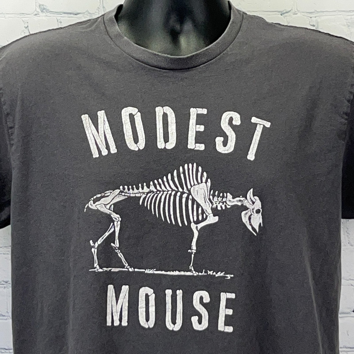 Modest Mouse Bison Skeleton T Shirt L Large Indie Rock Band Tee Next Level Gray