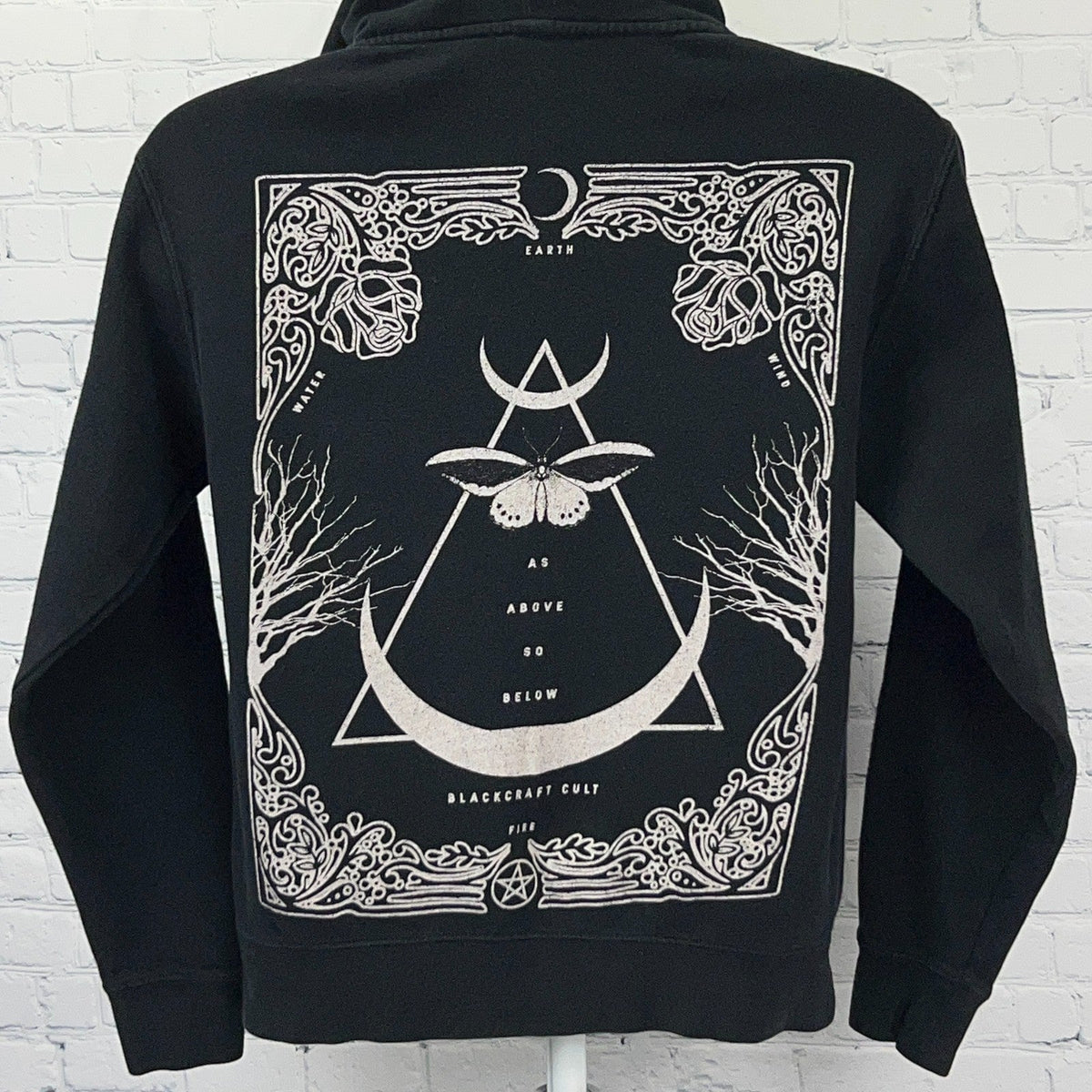 Blackcraft Cult As Above So Below Moth Moon Black Zip Up Hoodie Unisex S Small