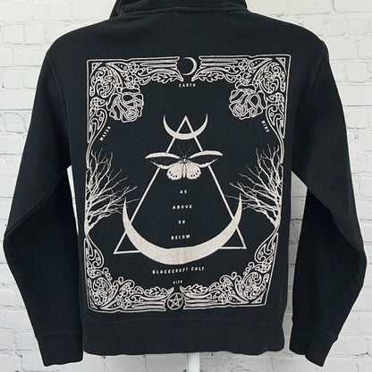 Blackcraft Cult As Above So Below Moth Moon Black Zip Up Hoodie Unisex S Small