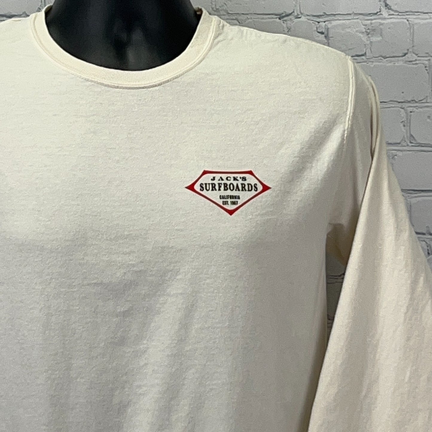 Jacks Surfboards T Shirt S Small Ivory Long Sleeve Surfer Surfing Surfboarding