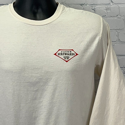 Jacks Surfboards T Shirt S Small Ivory Long Sleeve Surfer Surfing Surfboarding