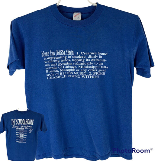 Schoolhouse Blues Sessions Vintage 90s Camiseta Blues Fan Jazz Hecho en EE.UU. Medio