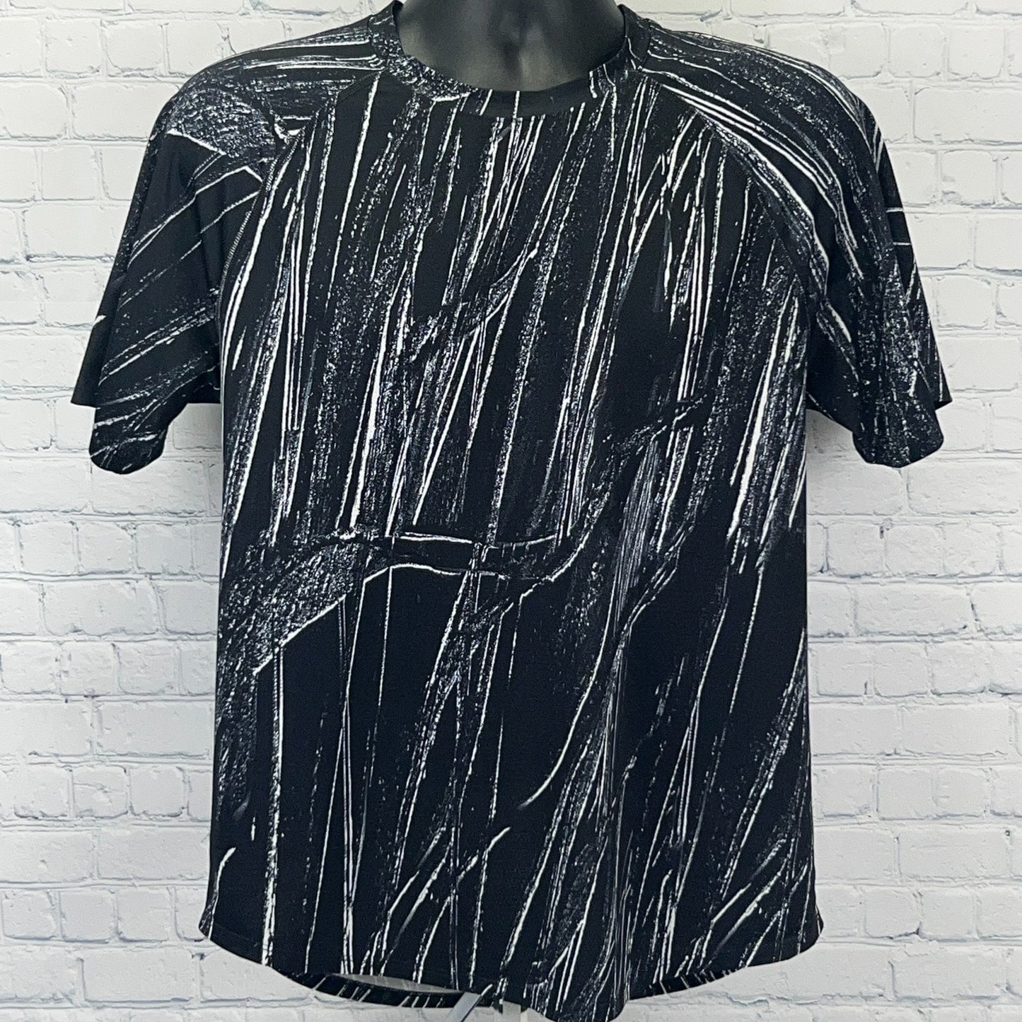 Sports Illustrated Abstract Raglan T Shirt M Medium Black Stretch Short Sleeve