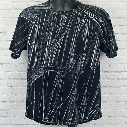 Sports Illustrated Abstract Raglan T Shirt M Medium Black Stretch Short Sleeve