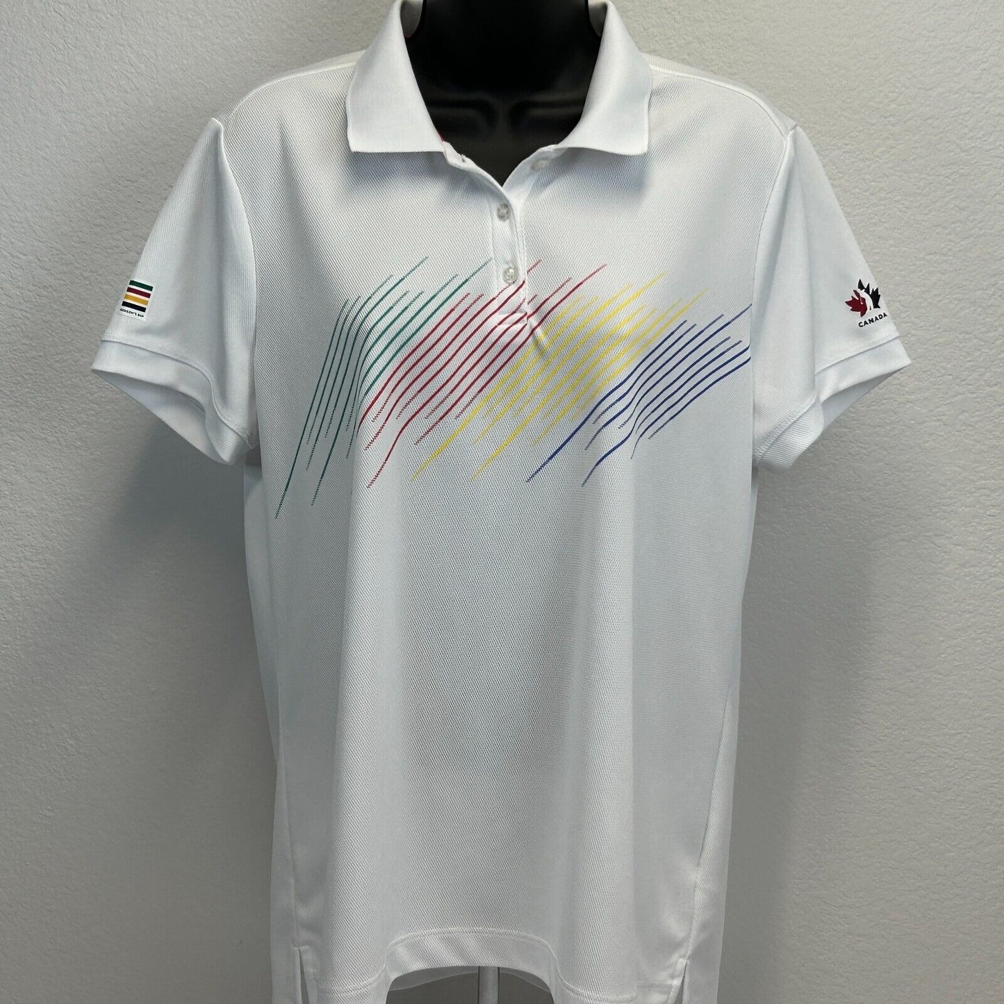 Polo de golf Hudsons Bay Canada para mujer, talla extragrande, para golfistas, RCGA, color blanco