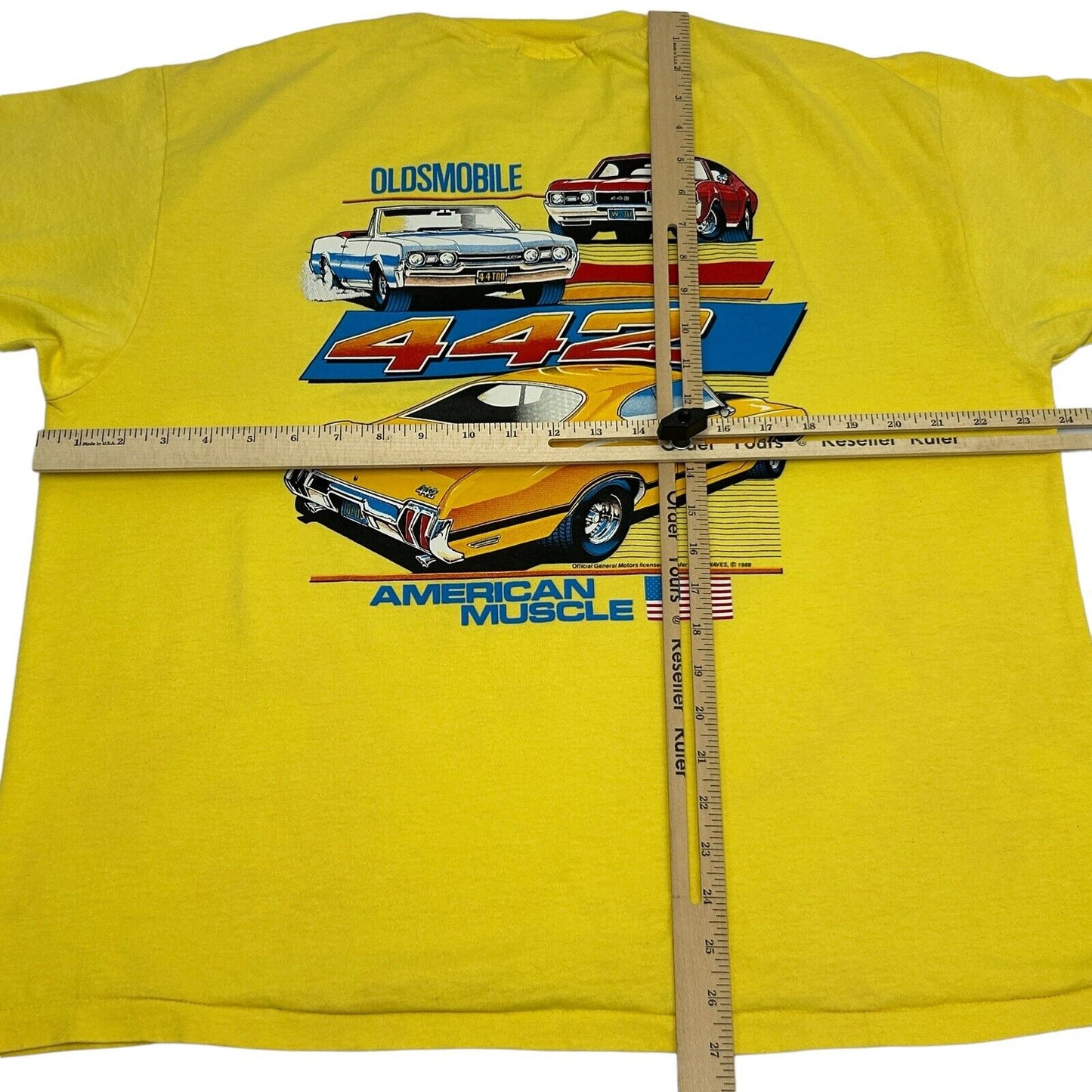 Camiseta Oldsmobile 442 Vintage 90s, talla extra grande, para hombre, de American Muscle Car, color amarillo