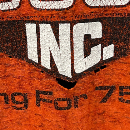Vintage Distressed Ben Ciccone Inc T Shirt Mens XL X-Large Orange Construction