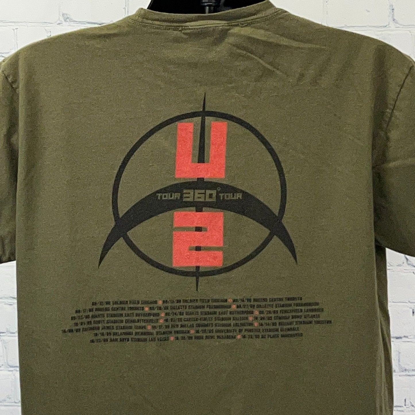 U2 360 Degrees Tour 2009 T Shirt Concert Rock Band Tee Green Unisex L Large