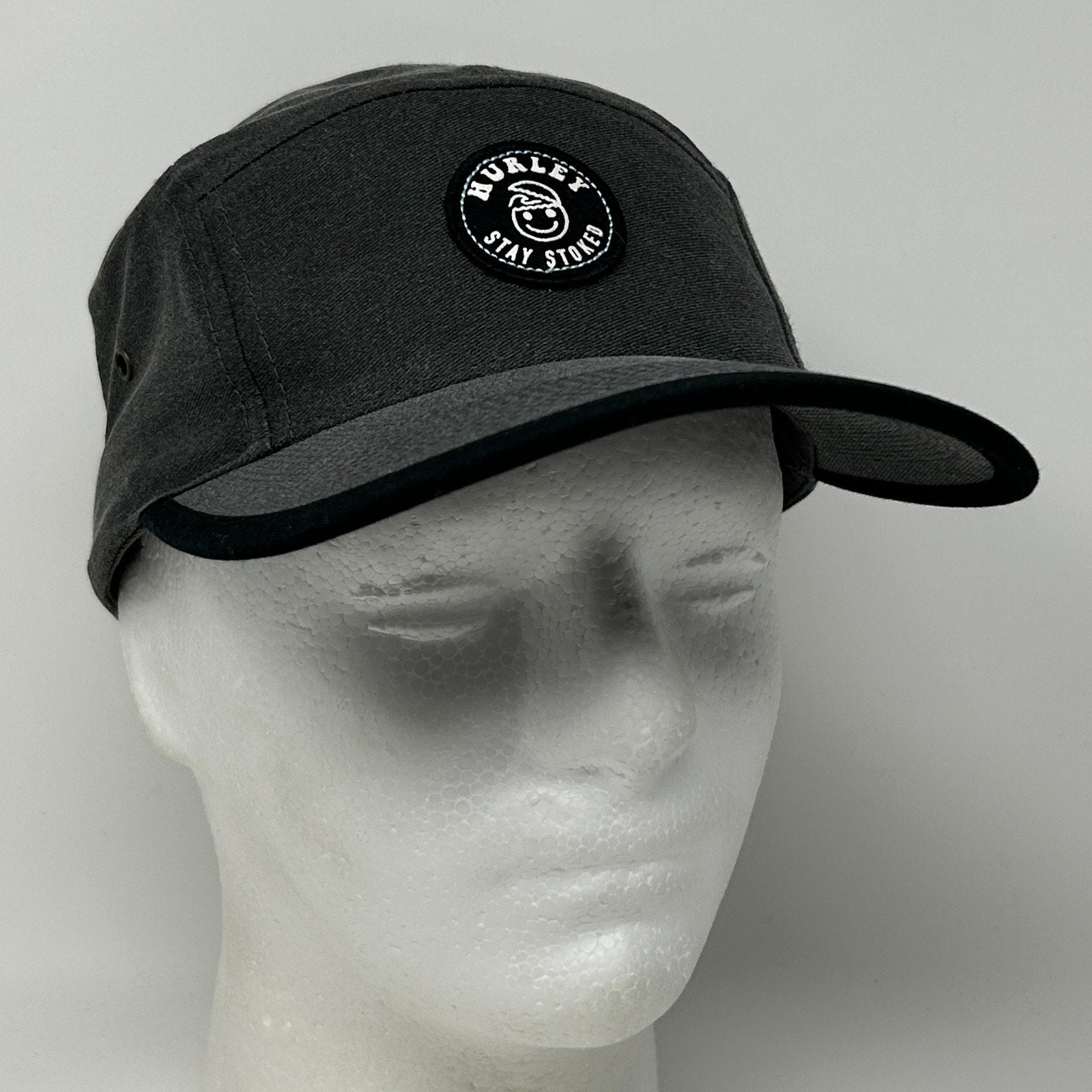 Hurley Stay Stoked Camp Hat Baseball Cap Surfer Surfing Strapback Gray 5 Panel - Neon Vintage