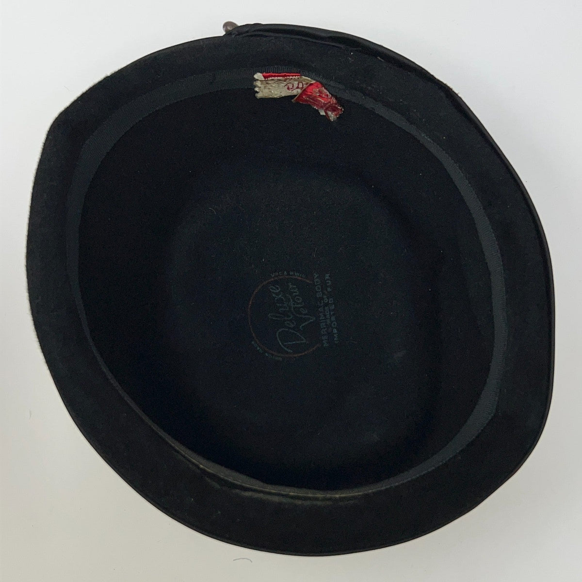 Vintage 50s 60s Merrimac Lady Ann Black Velour Pillbox Hat Womens Medium 58cm