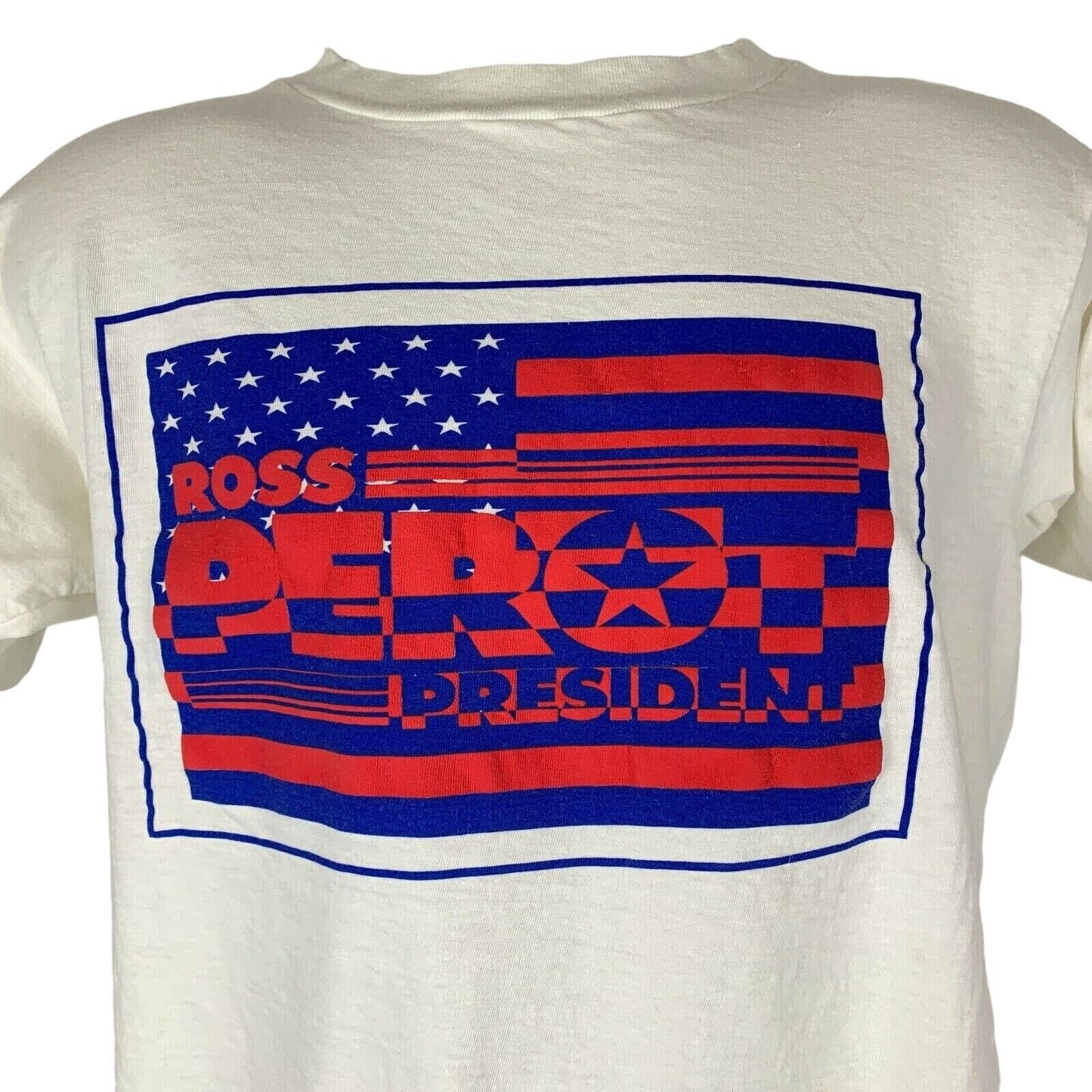 Camiseta vintage de los años 90 de Ross Perot para presidente, gran campaña electoral para hombre, color blanco