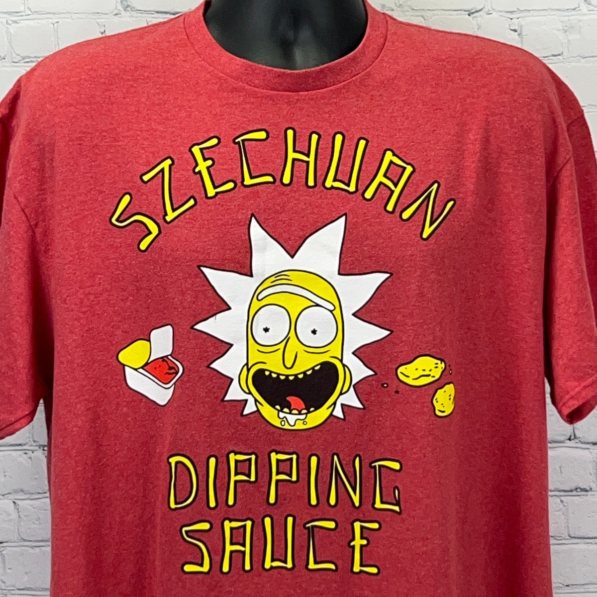 Rick and Morty T Shirt XL X-Large Szechuan Dipping Sauce Adult Swim Red Tee