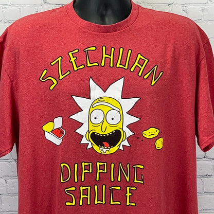 Rick and Morty T Shirt XL X-Large Szechuan Dipping Sauce Adult Swim Red Tee