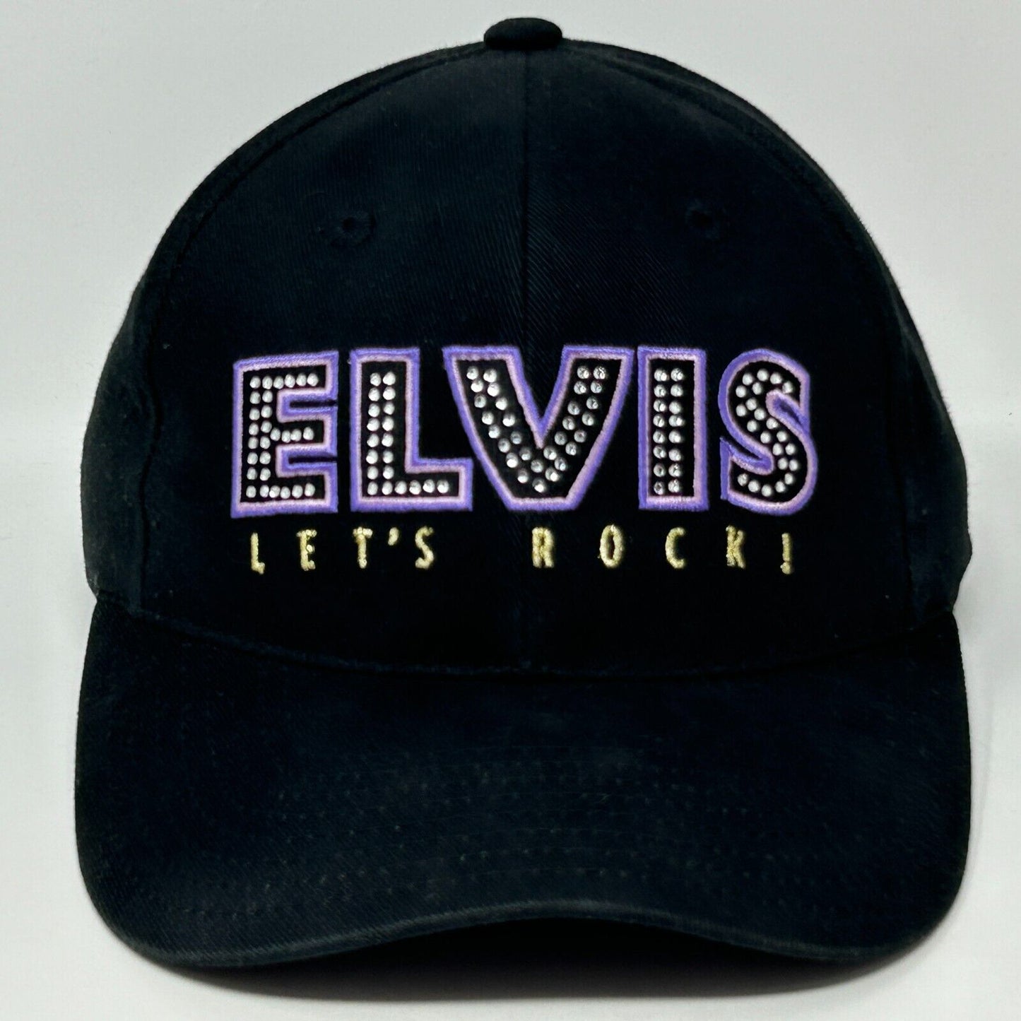 Elvis Presley Lets Rock Hat Black Rhinestone Official Strapback Baseball Cap
