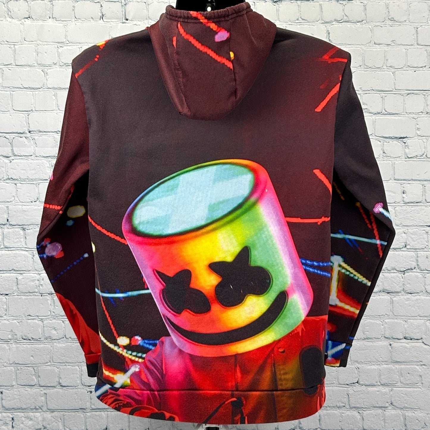 DJ Marshmello Hoodie Hooded Sweatshirt EDM Trap Long Sleeve Red Mens L Large