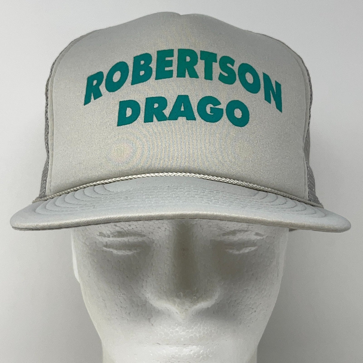 Vintage Robertson Drago Funeral Home Trucker Hat Gray Rope Snapback Baseball Cap