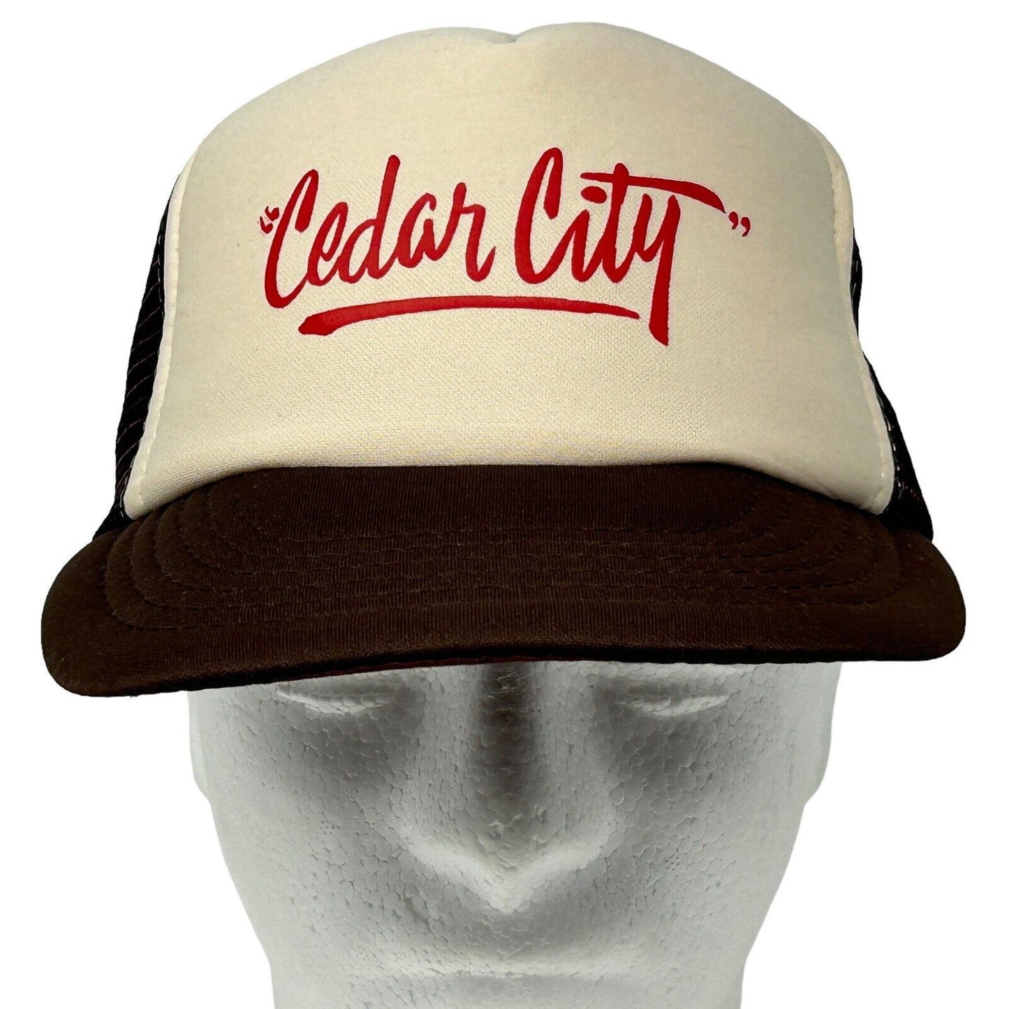 Cedar City Utah Vintage 90s Trucker Hat Brown Mesh Snapback Baseball Cap