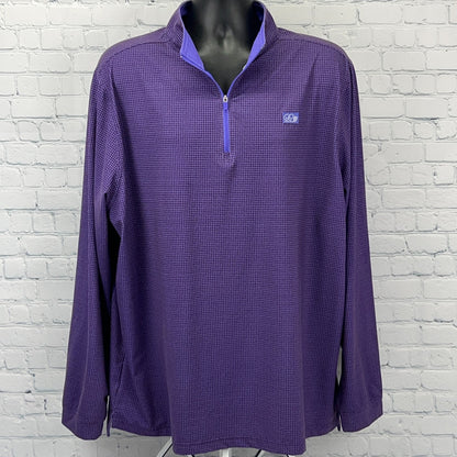 Good Good Quarter 1/4 Q Zip Shirt Golfer Long Sleeve Purple Check 3XL 3XLarge