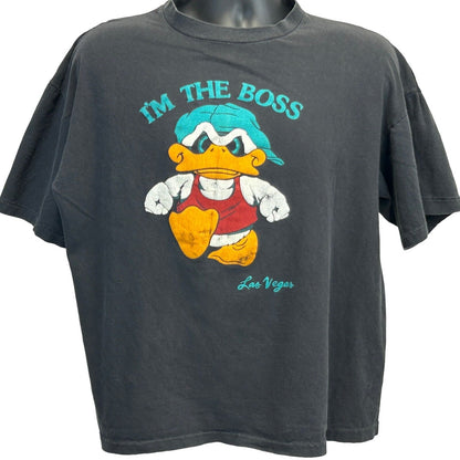 I'm the Boss Las Vegas Vintage 90s T Shirt Medium Duck Single Stitch Mens Black