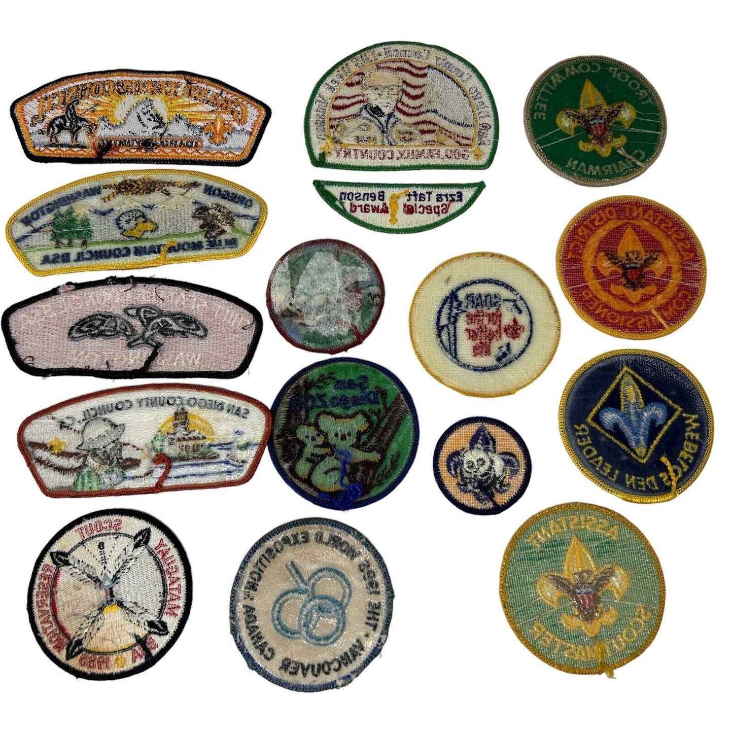 Lot of 15 Boy Scout BSA Patches Vintage 80s Chief Seattle Mataguay San Diego LDS