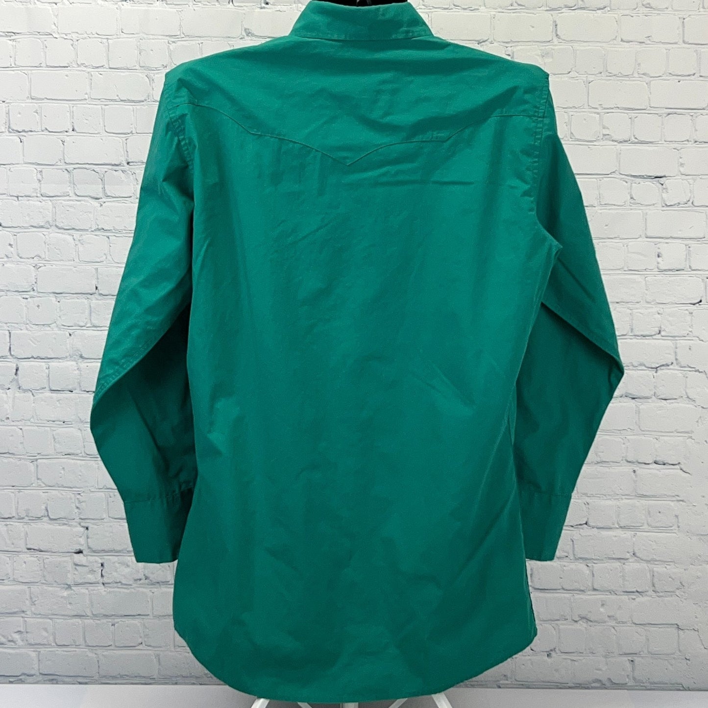 Vintage 90s White Horse Pearl Snap Button Front Shirt Western Green L Large