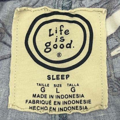 Life is Good Sleep Lounge Pants Charcoal BBQ Barbeque Grill Blue Mens L Large