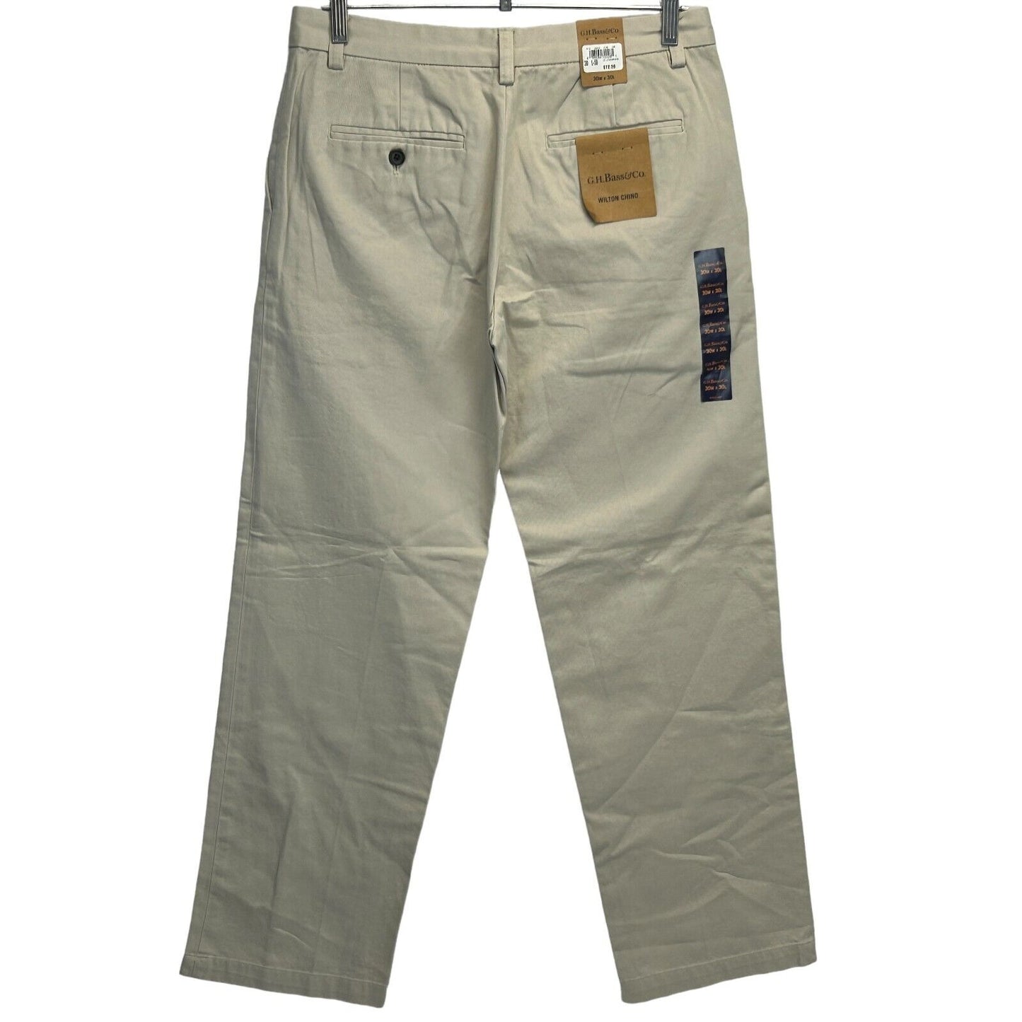 Pantalones chinos Wilton de GH Bass, 30 de ancho x 29 de largo, color caqui, de algodón, para hombre, color beige