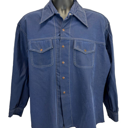 Camisa vintage de los años 60 y 70 de Mr Witt, chaqueta vaquera grande estilo rockabilly para hombre, color azul