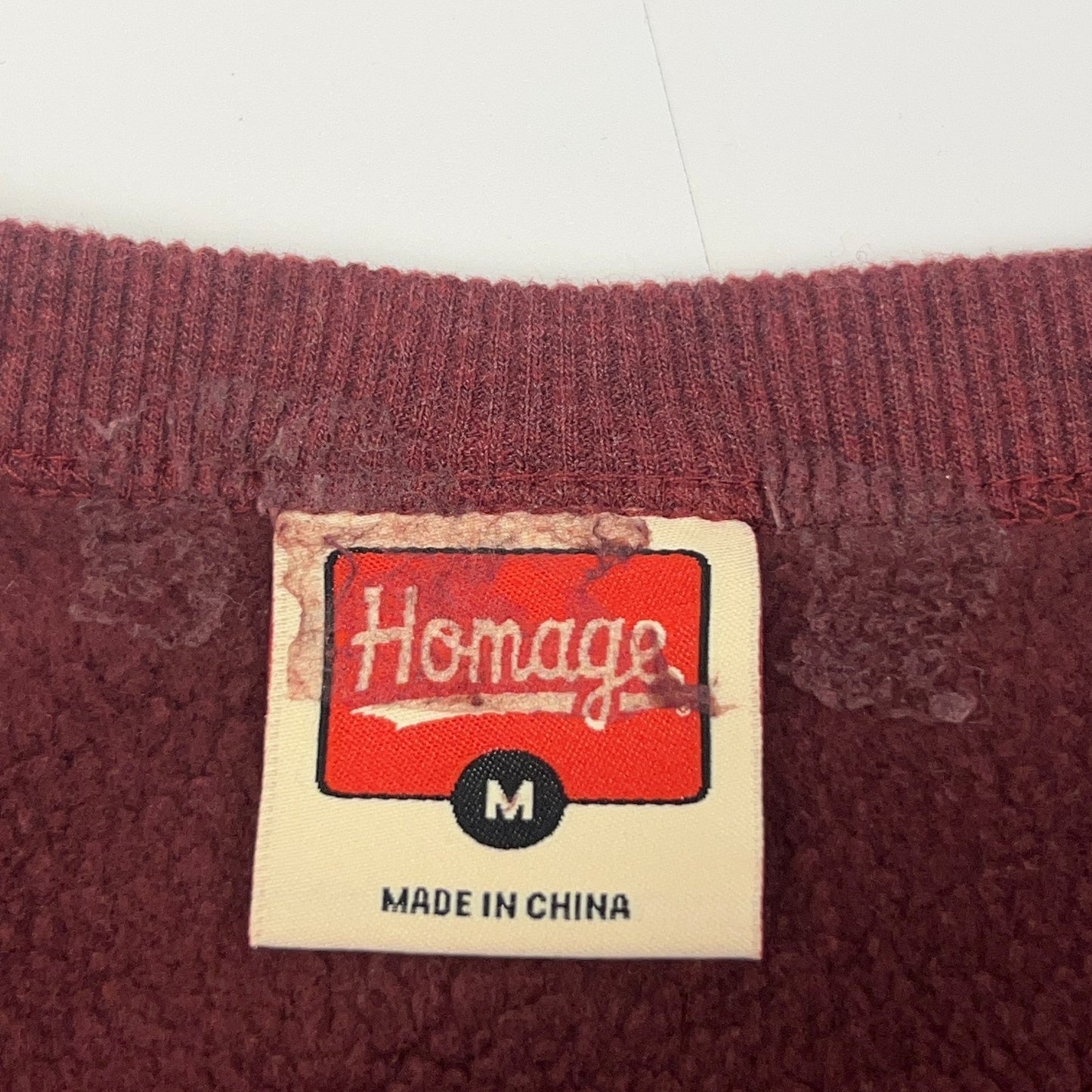 Homage Sweatshirt M Medium Red Maroon Crew Neck Sweater Long Sleeve Solid Blank