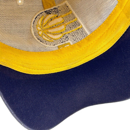 Gorra de béisbol con correa trasera de 6 paneles y diseño de la NBA de los Indiana Pacers en zigzag, color amarillo