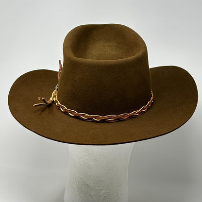 John B Stetson Company 3X XXX Beaver Cowboy Hat Western 3 Inch Brim Brown 6 7/8