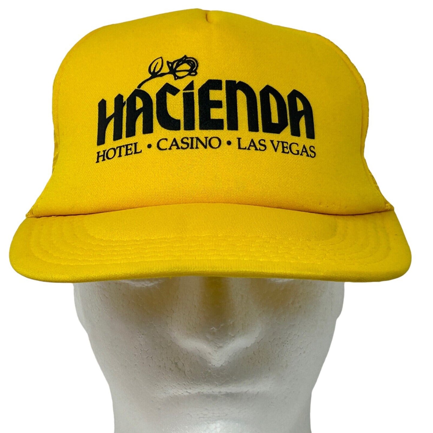 Vintage 80s Hacienda Casino Trucker Hat Baseball Cap Las Vegas Snapback Yellow
